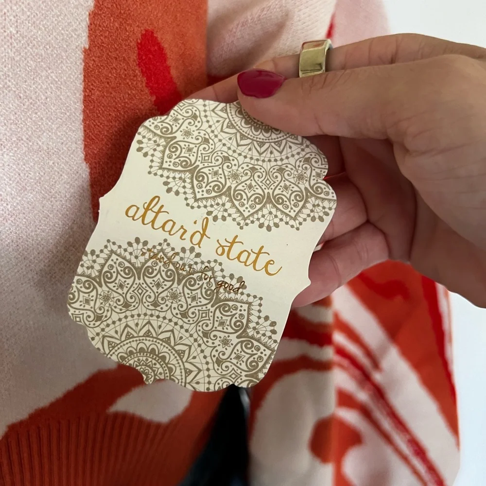 Alter’d State Orange and Red Swirl Pattern Sweater - Picture 2 of 2